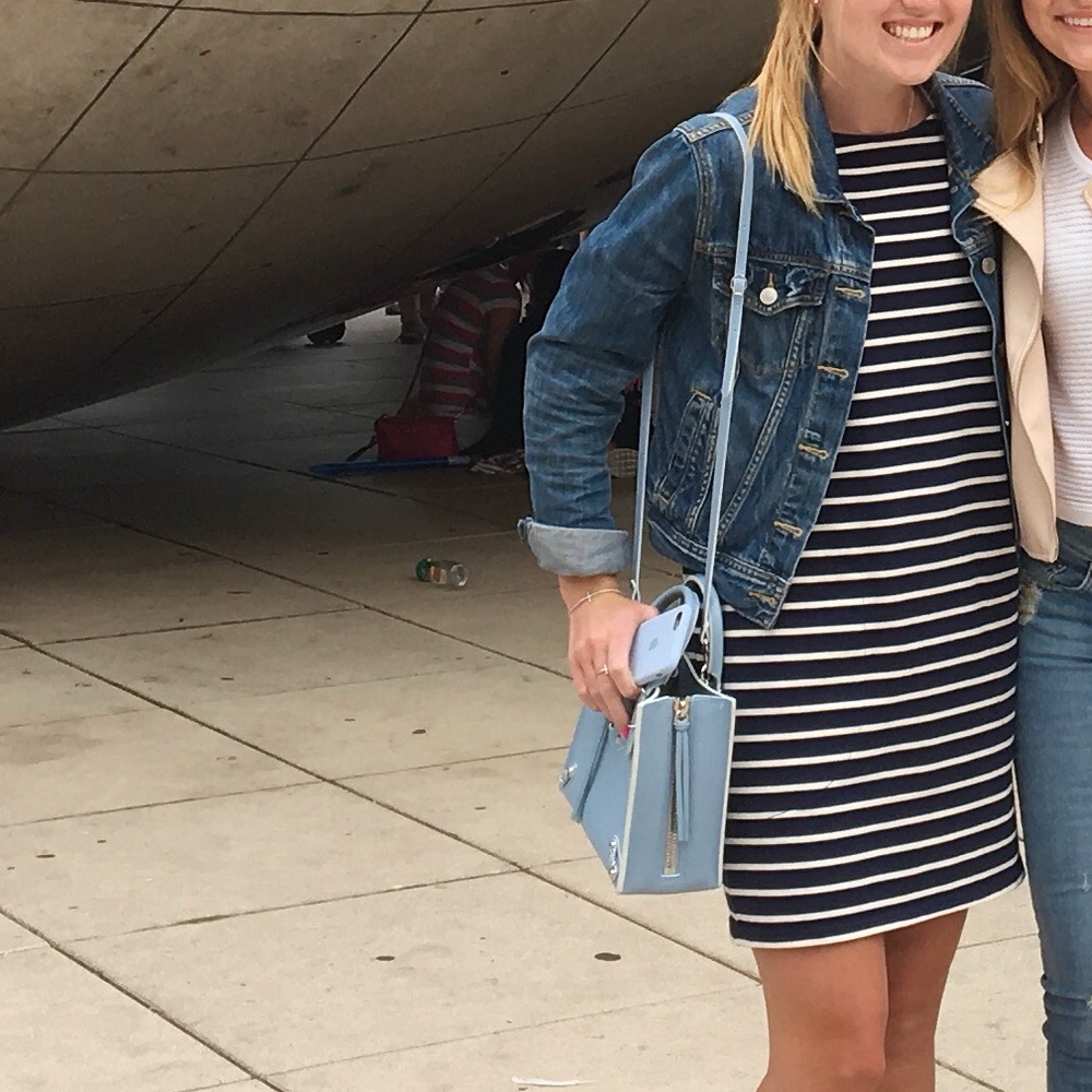 Aritzia Navy and White Striped Mini Dress